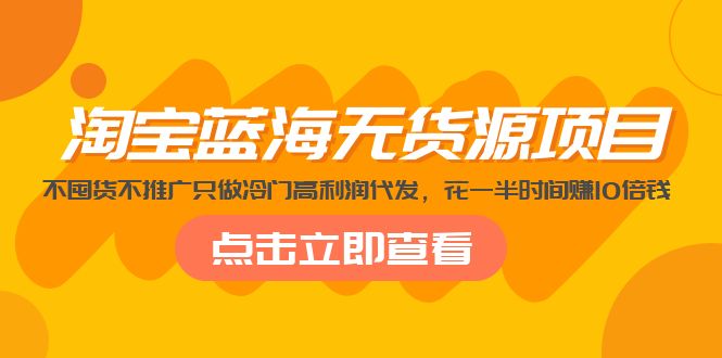 （第690期）淘宝蓝海无货源项目，不囤货不推广只做冷门高利润代发，花一半时间赚10倍钱