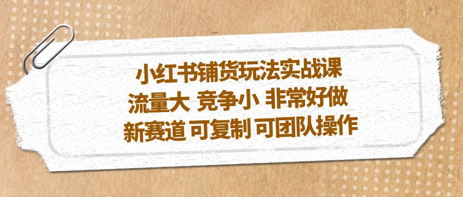 （第907期）小红书最新赛道铺货玩法特训课：优势0基础上手，流量大，竞争小，团队可批量复制放大操作