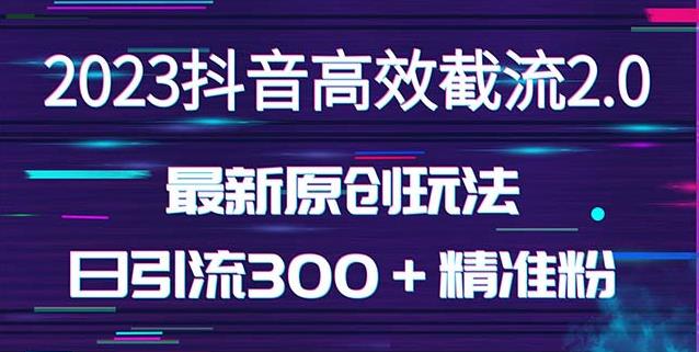 （第914期）2023抖音独家高效截流玩法2.0升级版，单日引流创业粉300+玩法（外面卖1280元）