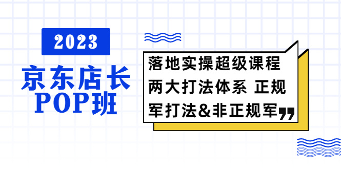 （第1303期）2023京东店长POP班：落地实操超级课程，两大打法体系，正规军&非正规军