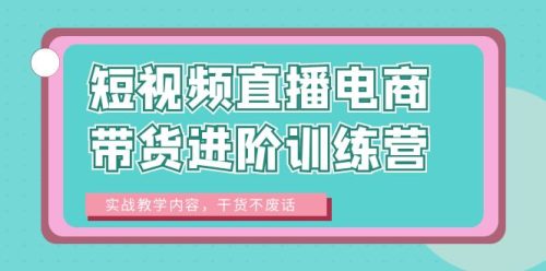 （第1973期）短视频直播电商带货进阶训练营：实战教学内容，干货不废话！