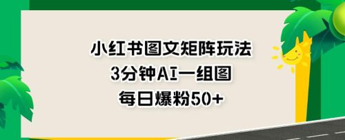 （第2446期）小红书图文矩阵玩法，3分钟AI一组图，每日爆粉50+【揭秘】