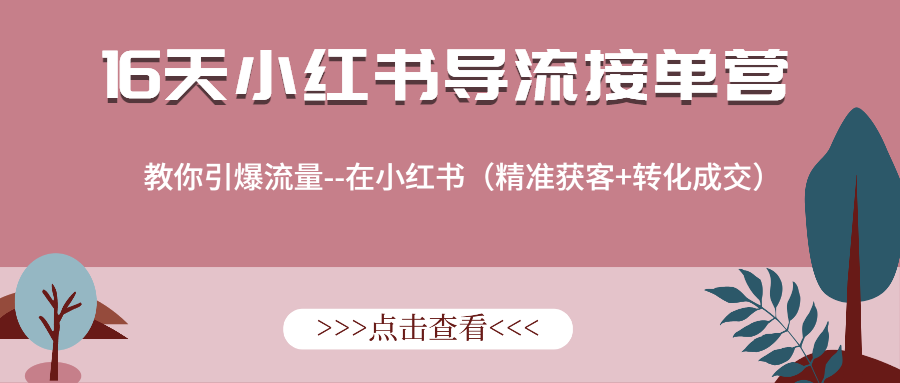 （第2121期）16天小红书导流接单营，教你引爆流量，在小红书精准获客+转化成交