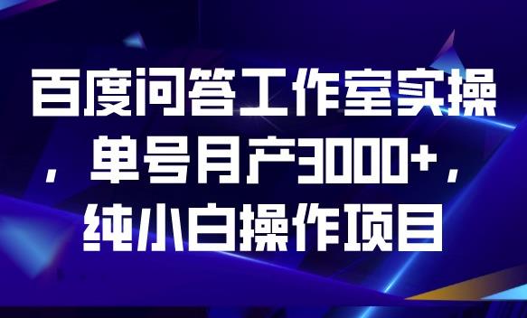 （第2472期）百度问答工作室实操，单号月产3000+，纯小白操作项目【揭秘】