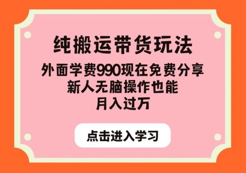 （第2762期）纯搬运带货玩法，外面学费990现在免费分享，新人无脑操作也能月入过万【揭秘】