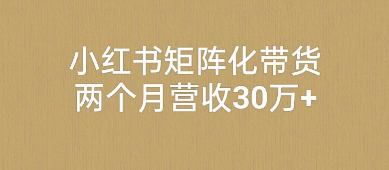 小红书矩阵化带货，两个月营收30万+