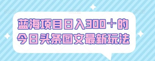 蓝海项目日入300＋的今日头条图文最新玩法