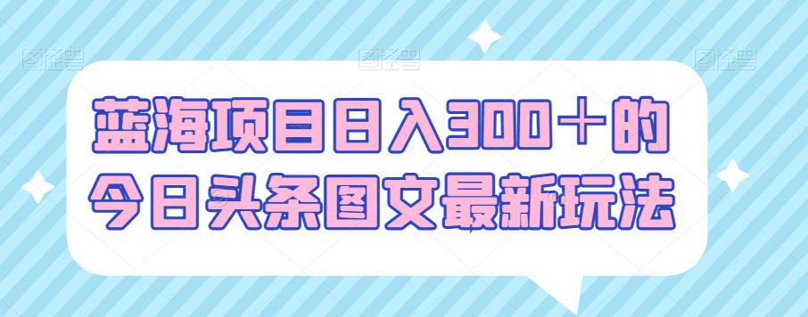 蓝海项目日入300＋的今日头条图文最新玩法