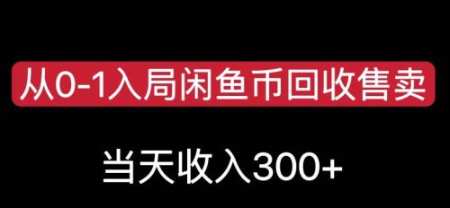 （第2965期）从0-1入局闲鱼币回收售卖，当天变现300，简单无脑