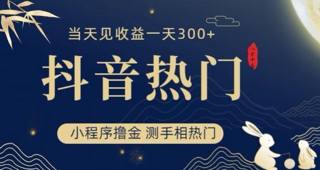 （第期）抖音最新小程序撸金，测手相上热门，当天见收益一小时变现300+