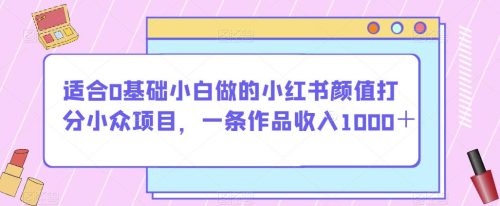 （第3210期）适合0基础小白做的小红书颜值打分小众项目，一条作品收入1000＋