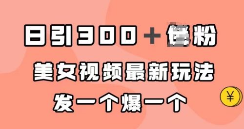 （第3319期）日引300＋男粉，美女视频最新玩法，发一个爆一个