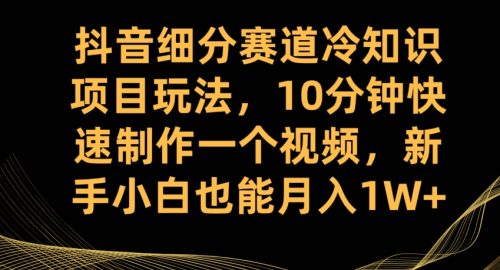 （第3371期）抖音细分赛道冷知识项目玩法，10分钟快速制作一个视频，新手小白也能月入1W+