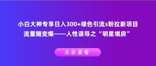 （第3241期）小白大神专享日入300+绿色引流s粉拉新项目流量随变爆——人性误导之“明星塌房”