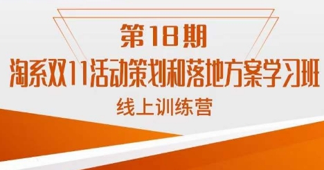 （第3607期）南掌柜·淘系双11活动策划和落地方案线上课18期