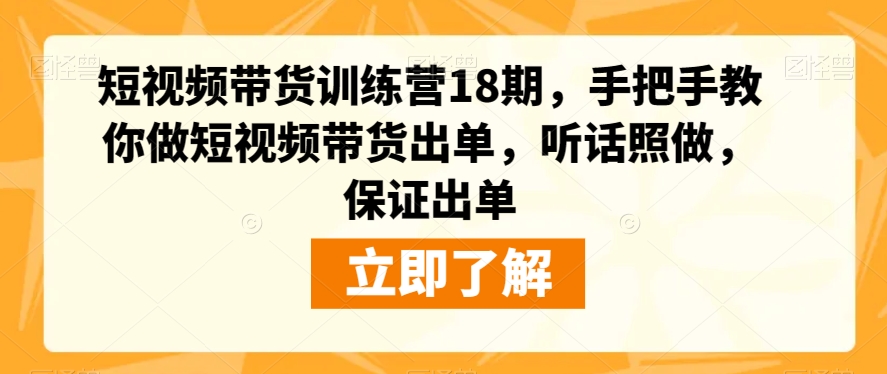 （第3669期）短视频带货训练营18期，手把手教你做短视频带货出单，听话照做，保证出单