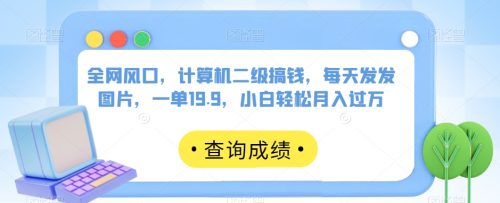 （第3815期）全网风口，计算机二级搞钱，每天发发图片，一单19.9，小白轻松月入过万