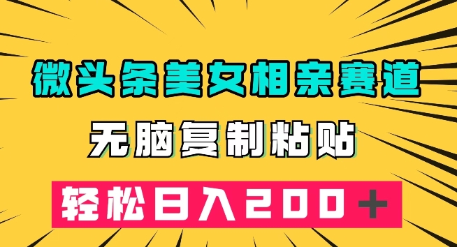 （第3832期）微头条冷门美女相亲赛道，无脑复制粘贴，轻松日入200＋