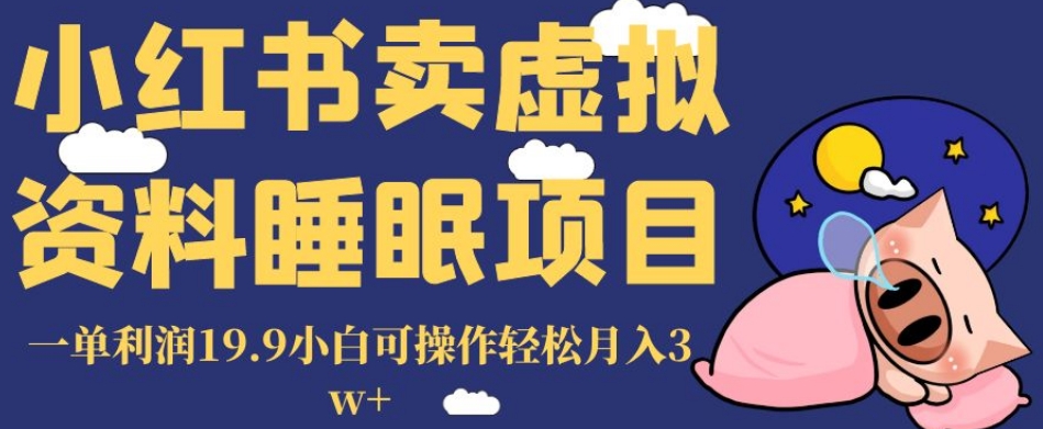 （第4029期）小红书卖虚拟资料睡眠项目，一单利润19.9小白可操作轻松月入3w+