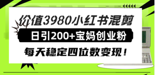 （第4329期）价值3980小红书混剪日引200+宝妈创业粉，每天稳定四位数变现！