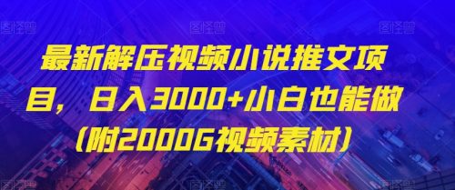 （第4606期）最新解压视频小说推文项目，日入3000+小白也能做（附2000G视频素材）