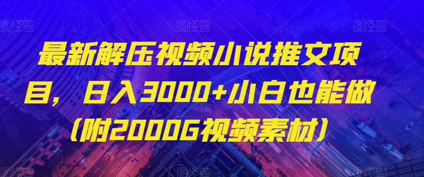 最新解压视频小说推文项目，日入3000+小白也能做（附2000G视频素材）