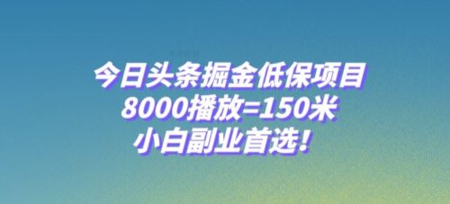 （第4602期）今日头条掘金低保项目，8000播放=150米，小白副业首选