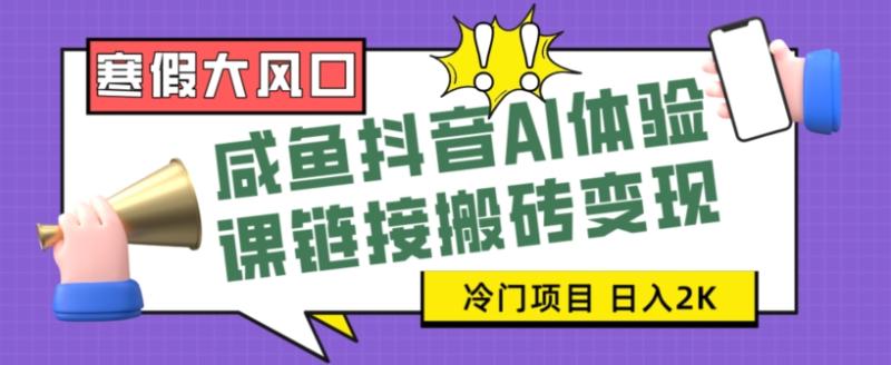 （第5028期）寒假大风口咸鱼抖音AI体验课链接搬砖变现，全网首发冷门项目，小白可日入2K+