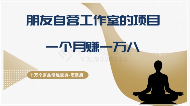 （第5019期）十万个富翁修炼宝典之16.朋友自营工作室的项目，一个月赚一万八