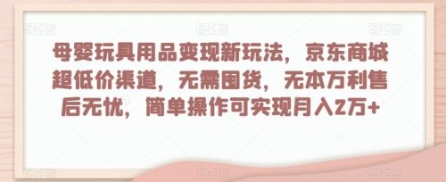 （第4784期）母婴玩具用品变现新玩法，京东商城超低价渠道，简单操作可实现月入2万+