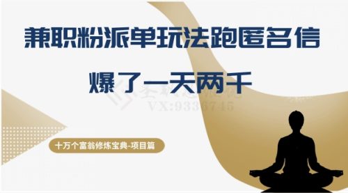 （第4831期）十万个富翁修炼宝典之6.兼职粉派单玩法跑匿名信，爆了一天两千