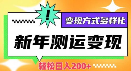 （第4999期）新年运势测试变现，日入200+，几分钟一条作品，变现方式多样化