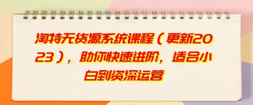 （第4767期）淘特无货源系统课程（更新2023），助你快速进阶，适合小白到资深运营