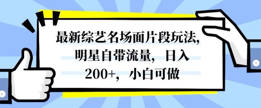 （第4760期）最新综艺名场面片段玩法，明星自带流量，日入200+，小白可做