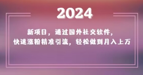 （第5190期）2024新项目，通过国外社交软件，快速涨粉精准引流，轻松做到月入上万