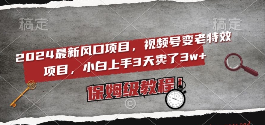 （第5225期）2024最新风口项目，视频号变老特效项目，电脑小白上手3天卖了3w+，保姆级教程