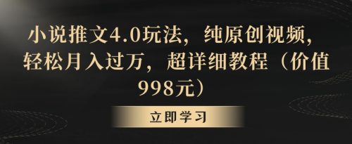 （第5862期）小说推文4.0玩法，纯原创视频，轻松月入过万，超详细教程（价值998元）