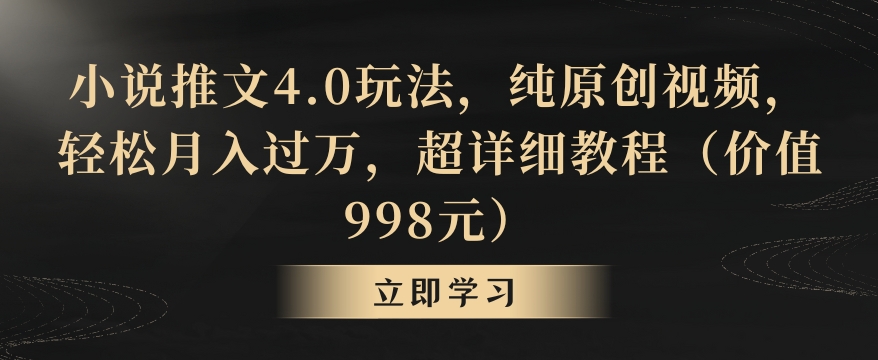 （第5862期）小说推文4.0玩法，纯原创视频，轻松月入过万，超详细教程（价值998元）