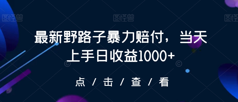 （第5883期）最新野路子暴力赔付，当天上手日收益1000+【仅揭秘】