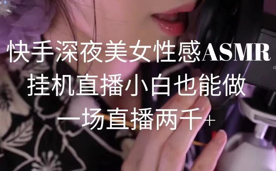 （第6338期）快手深夜美女性感ASMR挂机直播，小白也能做，一场直播两千+