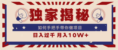 （第6490期）独家揭秘，如何手把手带你做项目，日入上千，月入10W+