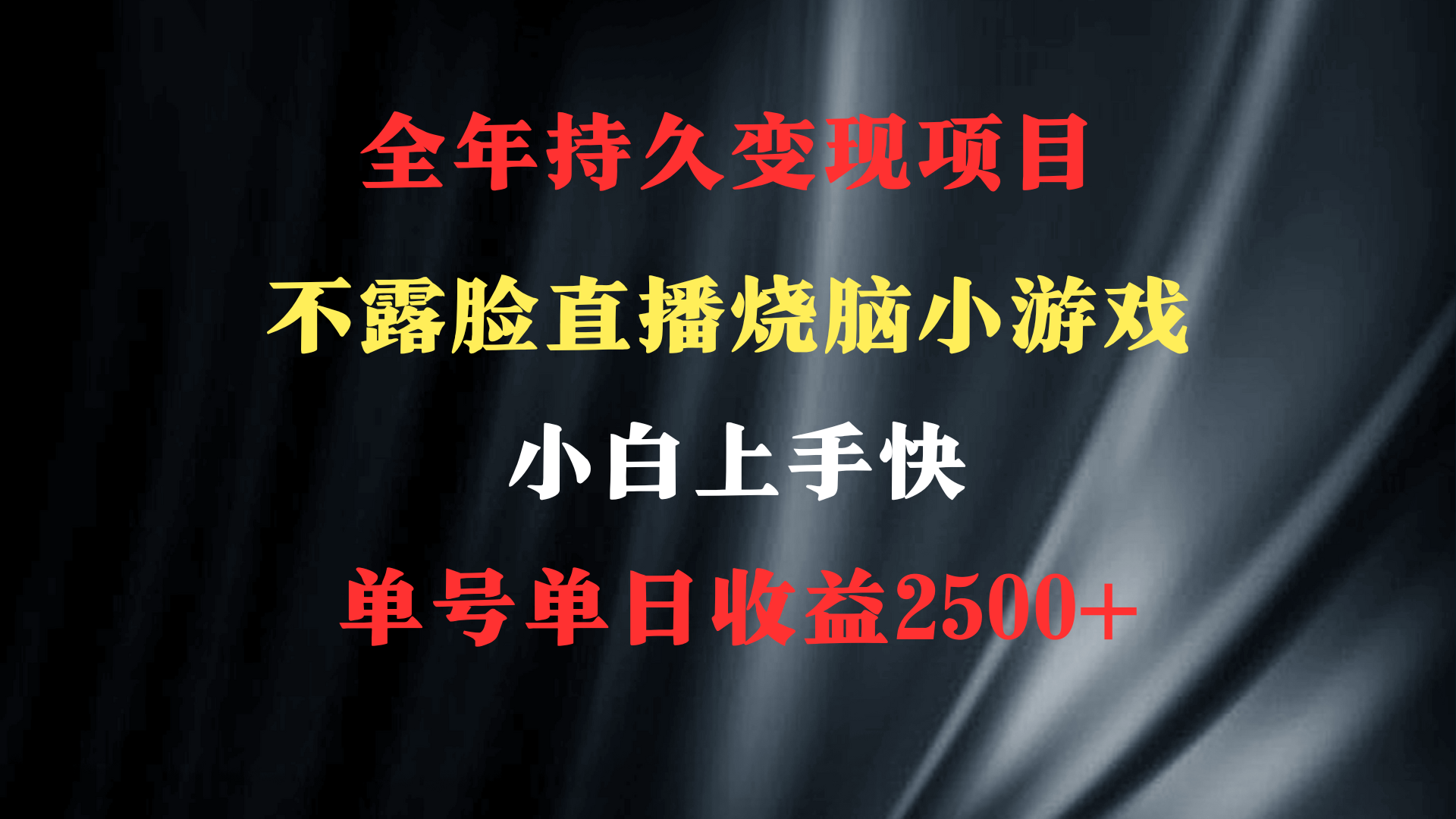 （第6208期）2024年 最优项目，烧脑小游戏不露脸直播  小白上手快 无门槛 一天收益2500+