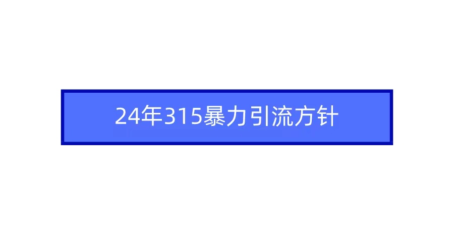 （第6555期）2024年315暴力引流方针