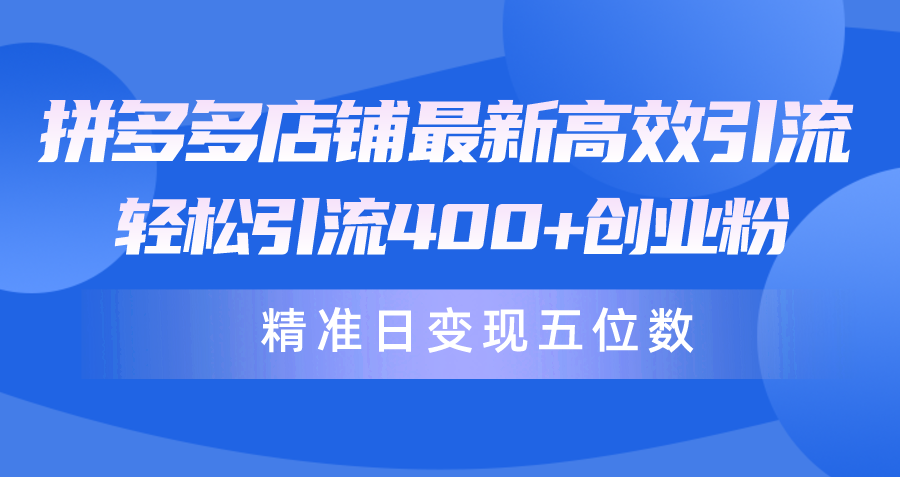 （第7698期）拼多多店铺最新高效引流术，轻松引流400+创业粉，精准日变现五位数！