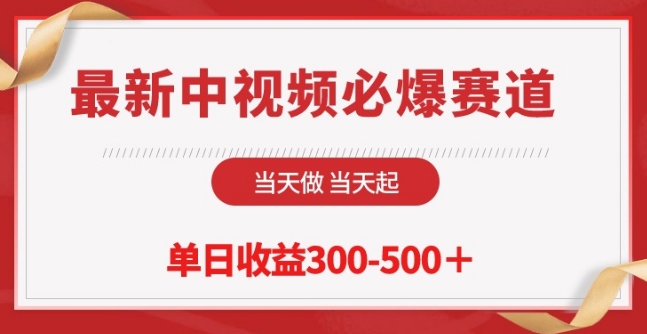 （第7810期）最新中视频必爆赛道，当天做当天起，单日收益300-500+