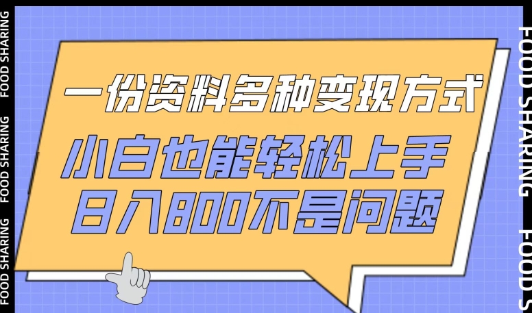 （第7570期）一份资料多种变现方式，小白也能轻松上手，日入800不是问题