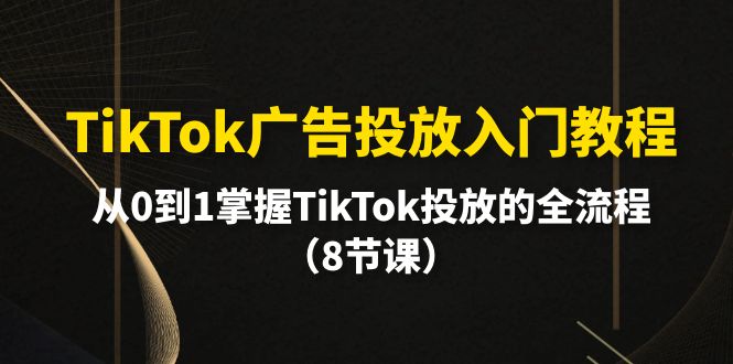 （第7785期）TikTok广告投放入门教程，从0到1掌握TikTok投放的全流程（8节课）