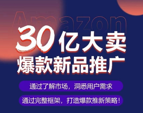 （第7519期）亚马逊·30亿大卖爆款新品推广，可复制、全程案例实操的爆款推新SOP