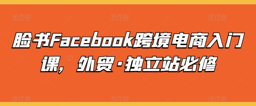 （第8077期）脸书Facebook跨境电商入门课，外贸·独立站必修