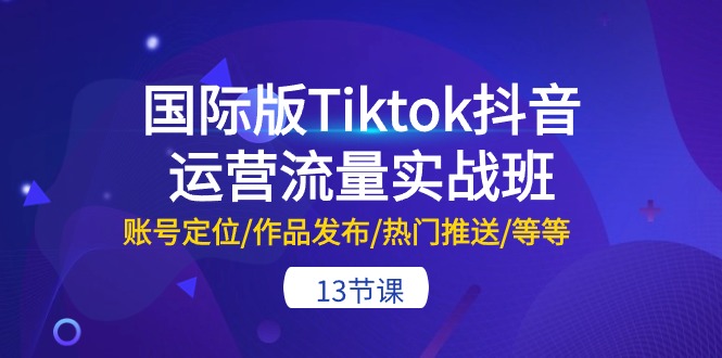 （第8785期）国际版Tiktok抖音运营流量实战班：账号定位/作品发布/热门推送/等等-13节